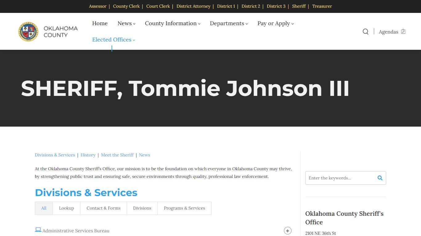 Sheriff, Tommie Johnson III - Oklahoma County, Oklahoma